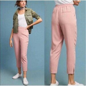 Anthropologie Essential Pull On Trouser Pants Dusty‎ Rose Size XS Cropped Slit